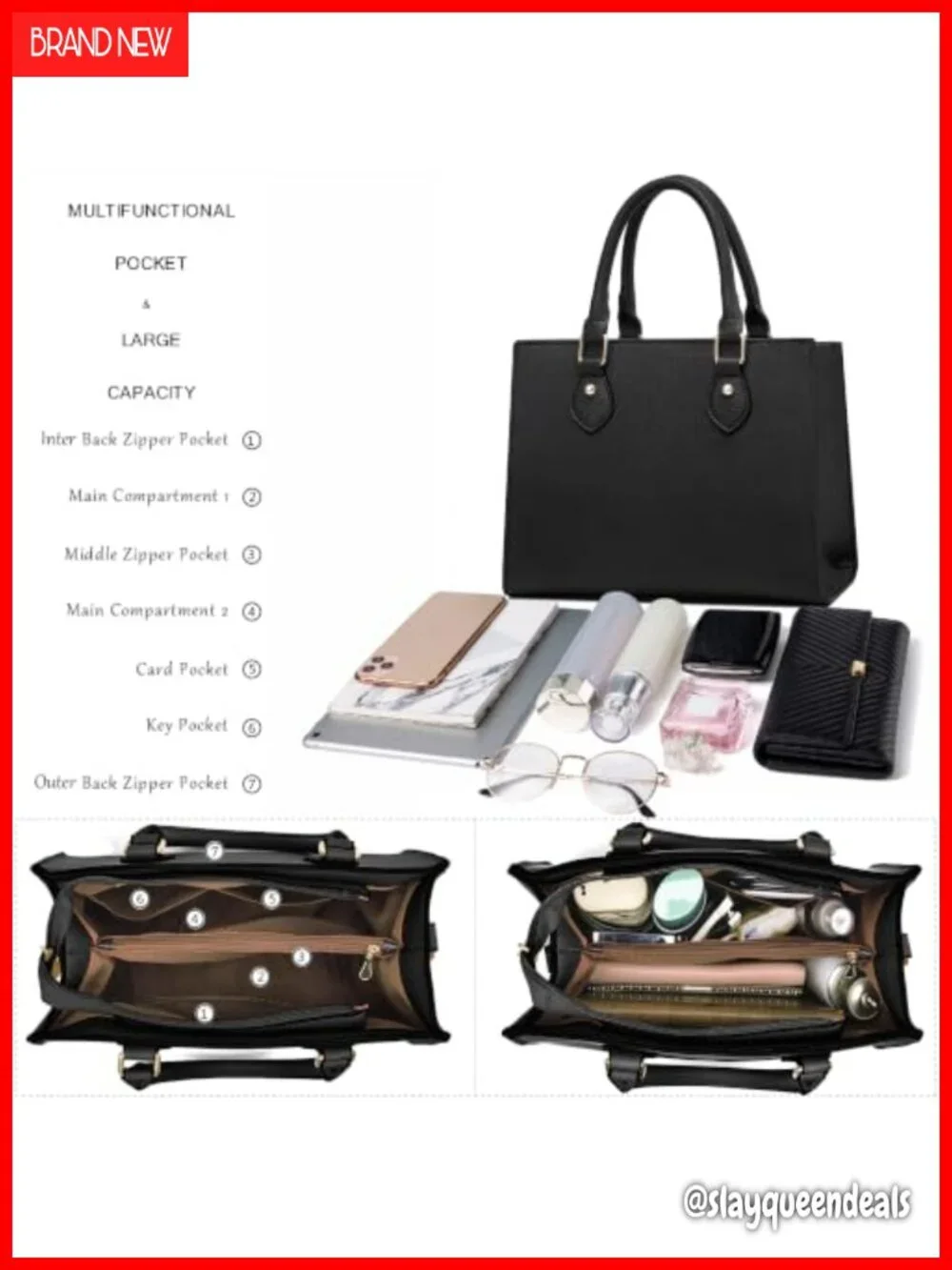 Women's PU Leather Satchel Crossbody Tote Handbag with Top Handle Shoulder